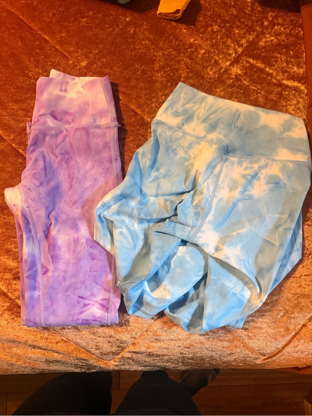 ETHOS Tie-Dye Leggings Duo - Purple & Light Blue